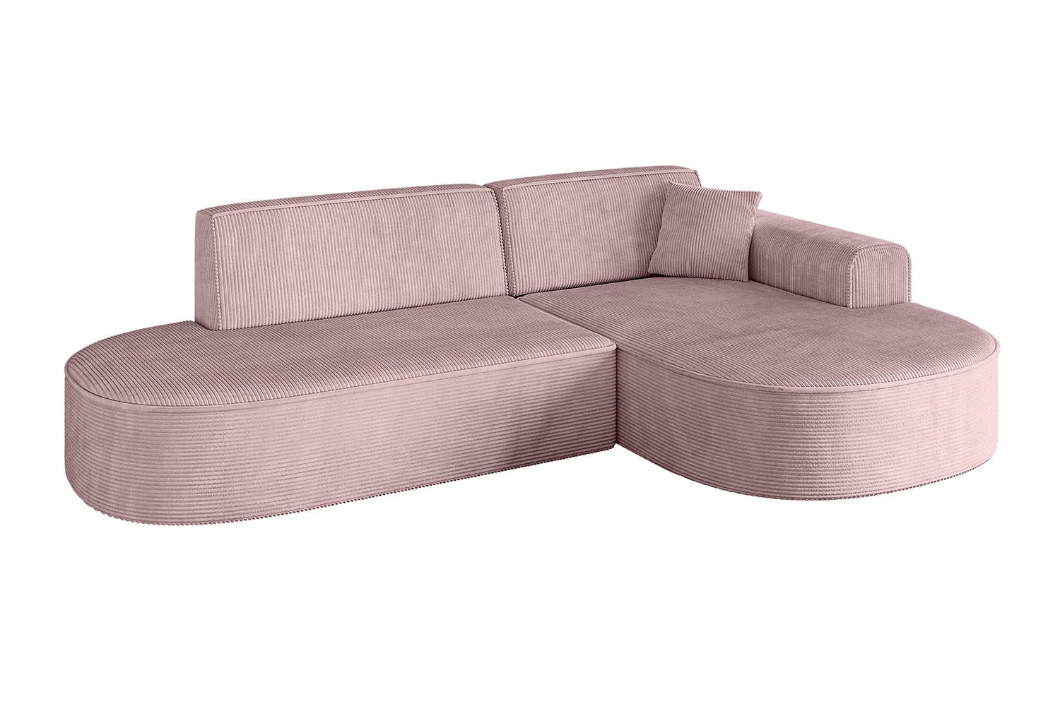 ECKSOFA Ottomane Rechts MARI-L1 - 243x171x79 cm Rosa Cord - Schwarz/Rosa, Holzwerkstoff/Kunststoff (234/163cm) - ALTDECOR