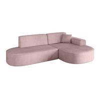 ECKSOFA Ottomane Rechts MARI-L1 - 243x171x79 cm Rosa Cord - Schwarz/Rosa, Holzwerkstoff/Kunststoff (234/163cm) - ALTDECOR