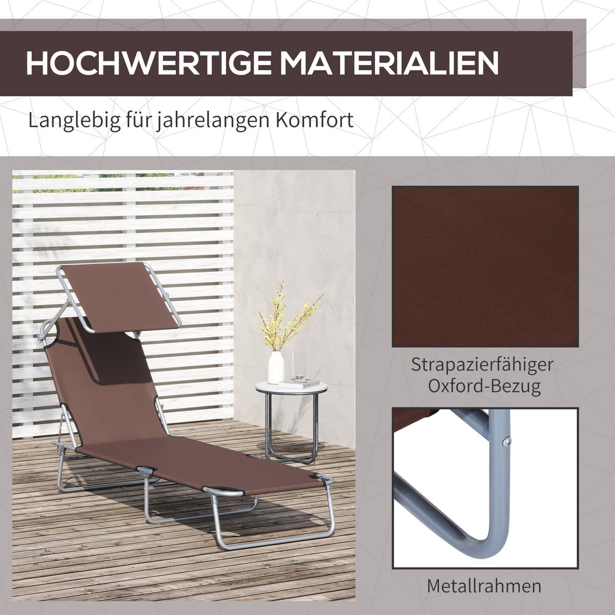 SONNENLIEGE mit Sonnenschutz, Braun - Braun, Metall (58/36/187cm) - Outsunny