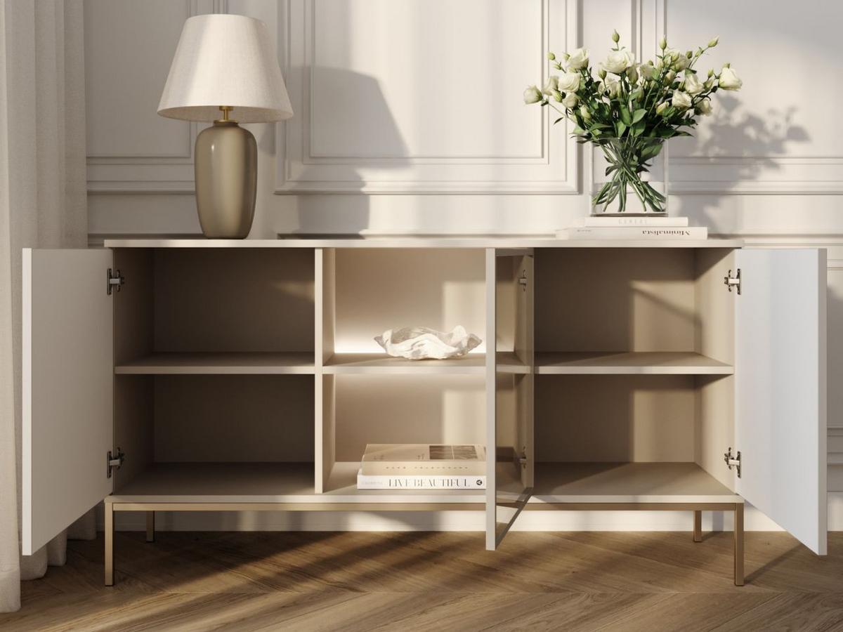 KOMMODE Kaschmir 154/83/39 cm Deo - Kaschmir/Champagner, Glas/Naturmaterialien (154/83/39cm) - Graingold