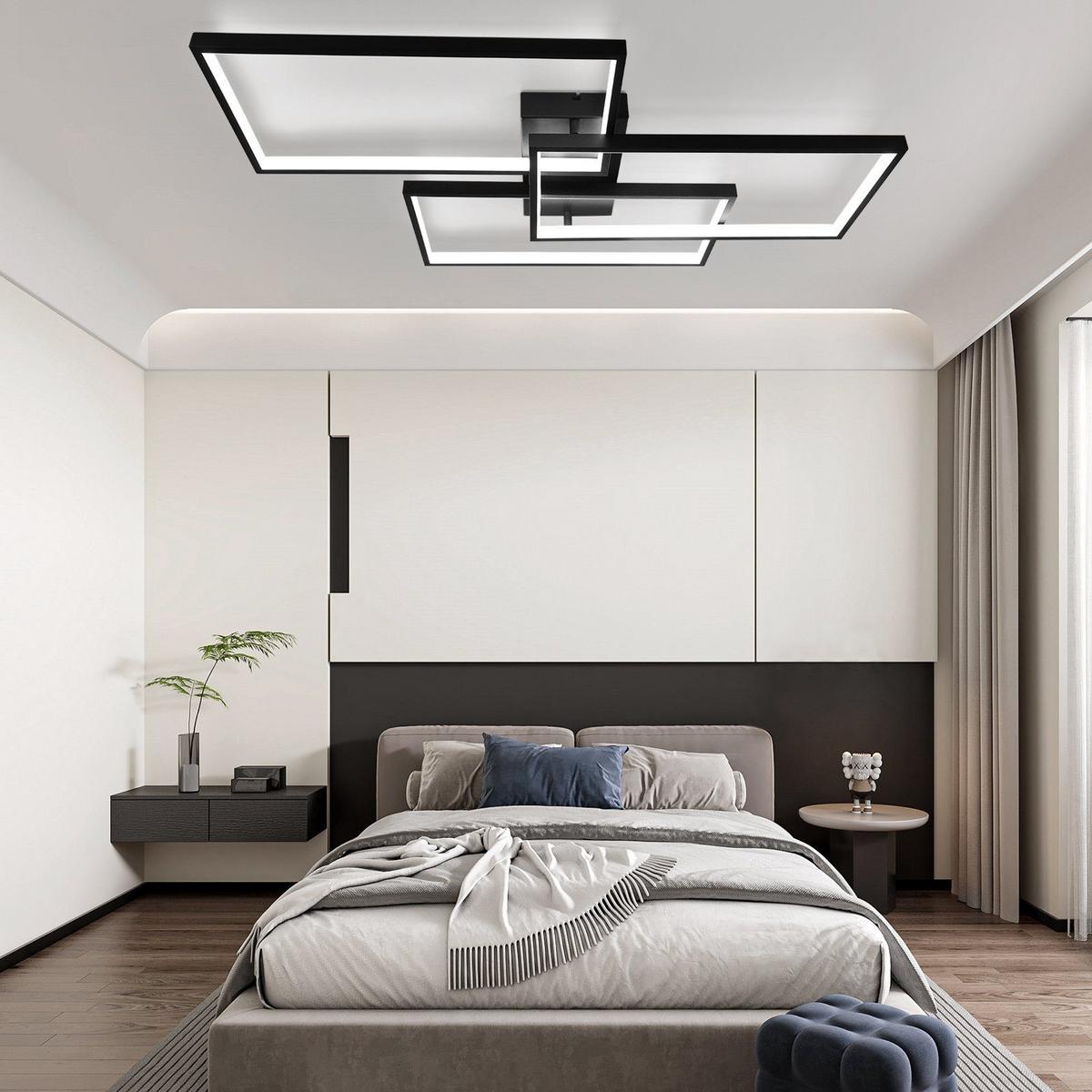 LED-DECKENLEUCHTE Schildbruch 53.5/8.0/80.0 cm - Schwarz, Metall (80/53.5/8cm) - ZMH