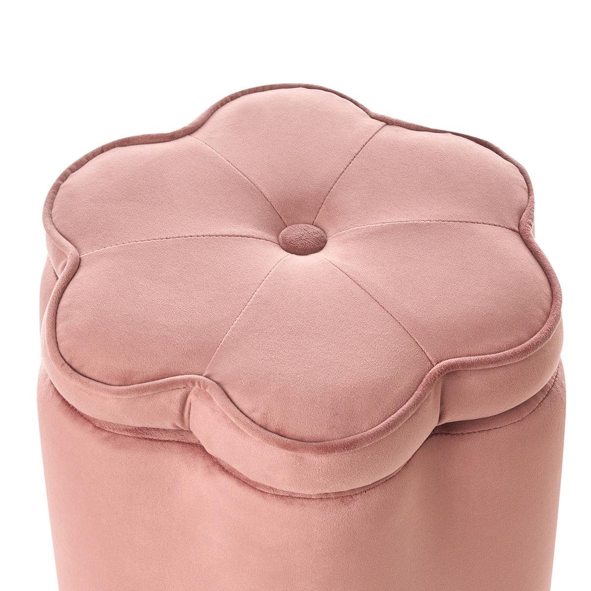 KINDERHOCKER mit Stauraum Samtstoff Rosa Blume Flower - Pink/Schwarz, Textil (40/38/40cm) - Beliani