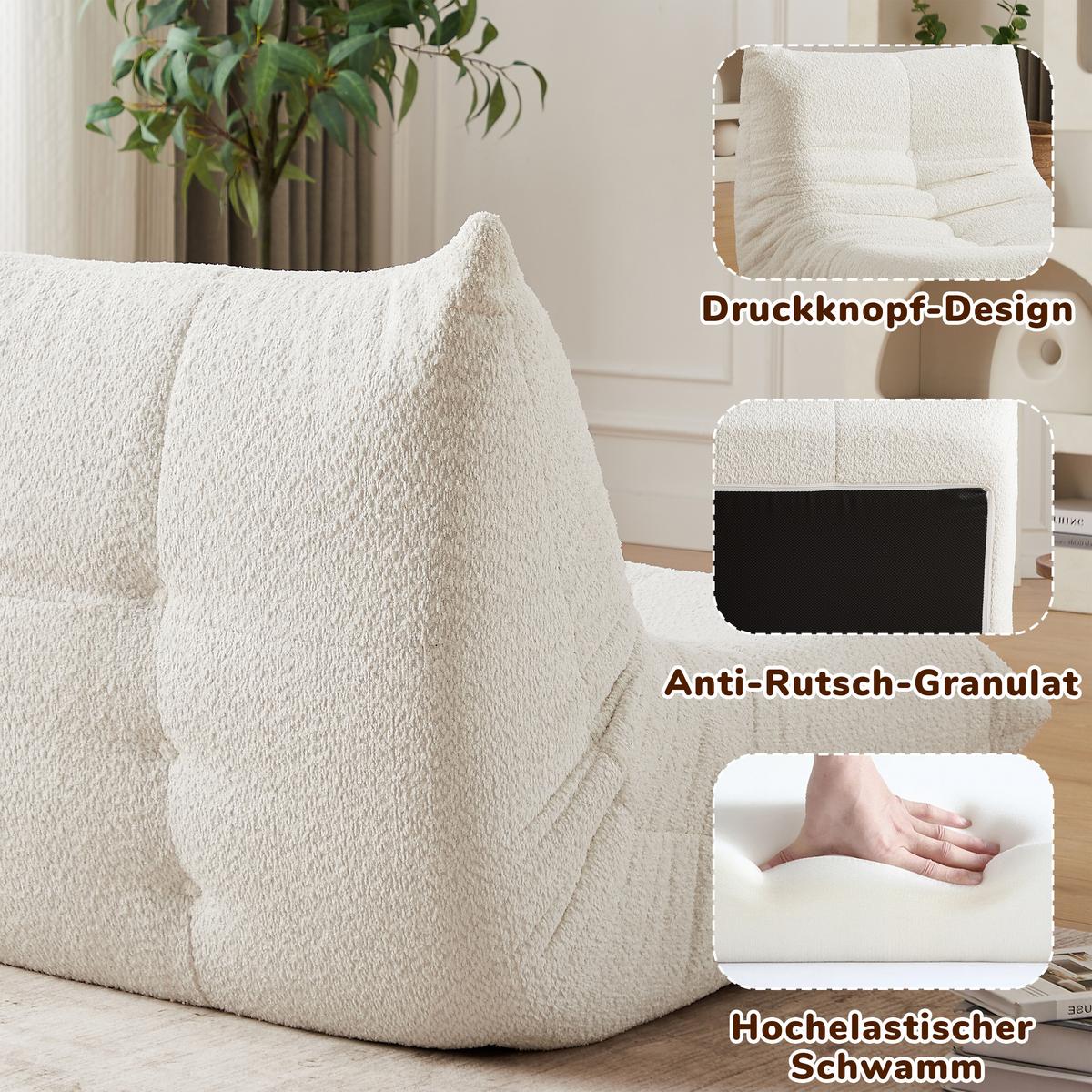SITZSACK 2-Sitzer Ergonomischer aus Chenille & Memory-Schaum, Montagefrei - Beige, Textil (127/83/99cm) - Urban Meuble
