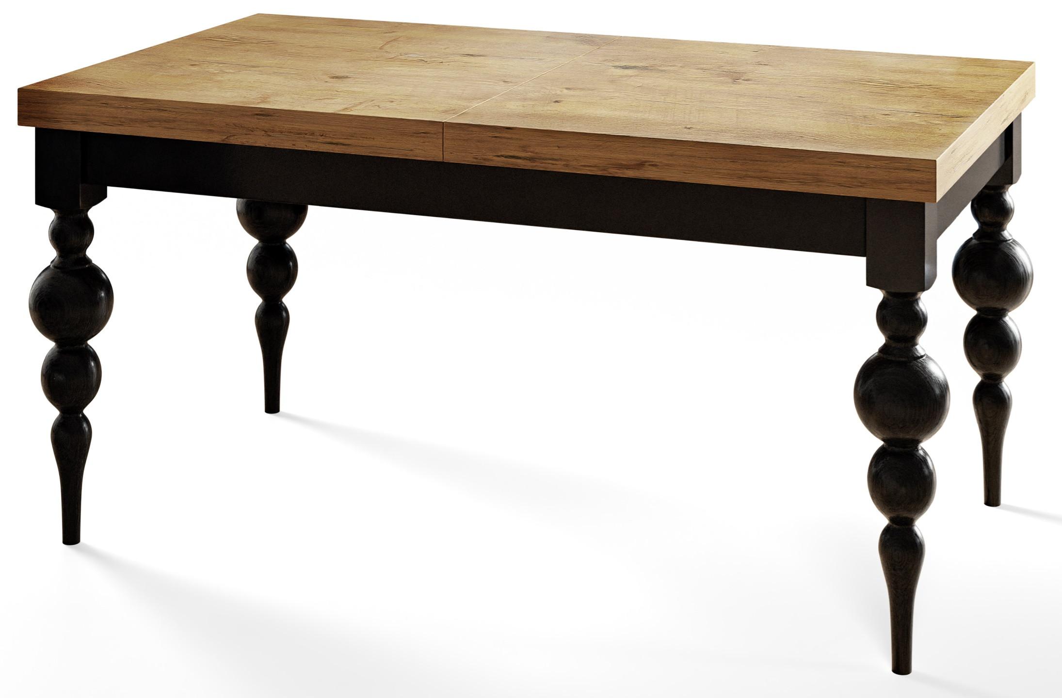 RECHTECKIGER Esszimmertisch LENA, ausziehbarer Tisch, Größe: 140-180X80X78,5 cm, Wohnzimmertisch Farbe: LANCELOT, mit Tischbeinen in Farbe Schwarz - Beige/Schwarz, Holzwerkstoff (140/80/79cm) - Alpi-Möbel