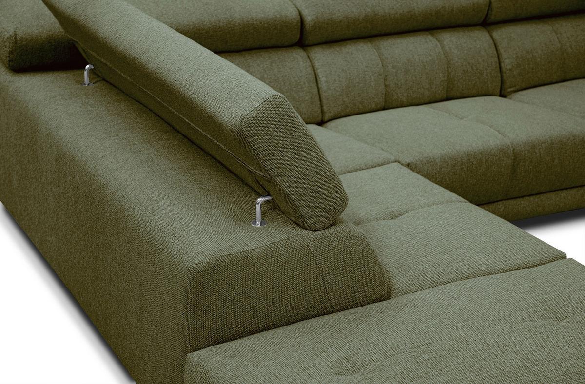 ECKSOFA MORELLO 5-Sitzer, olivgrün - Schwarz/Olivgrün, Holzwerkstoff/Textil (158/269cm) - Wozimo