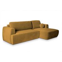 ECKSOFA SENTI K R-S Gelb Plüsch-Stoff mit Schlaffunktion - Gelb/Schwarz, Holz/Kunststoff (246/148cm) - MASSENO