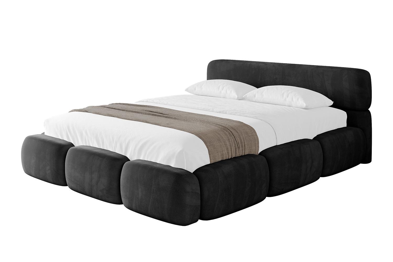 POLSTERBETT mit Bettkasten und Lattenrost, Bett mit Matratze H3/H4 - ELVA-v1 180x200 Schwarz - Schwarz, Holzwerkstoff/Textil (180/200cm) - ALTDECOR