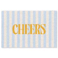 FUSSMATTE Orange – Blau – Streifen – Cheers 180x120 cm - Hellblau, Kunststoff (180/0.4cm) - MuchoWow