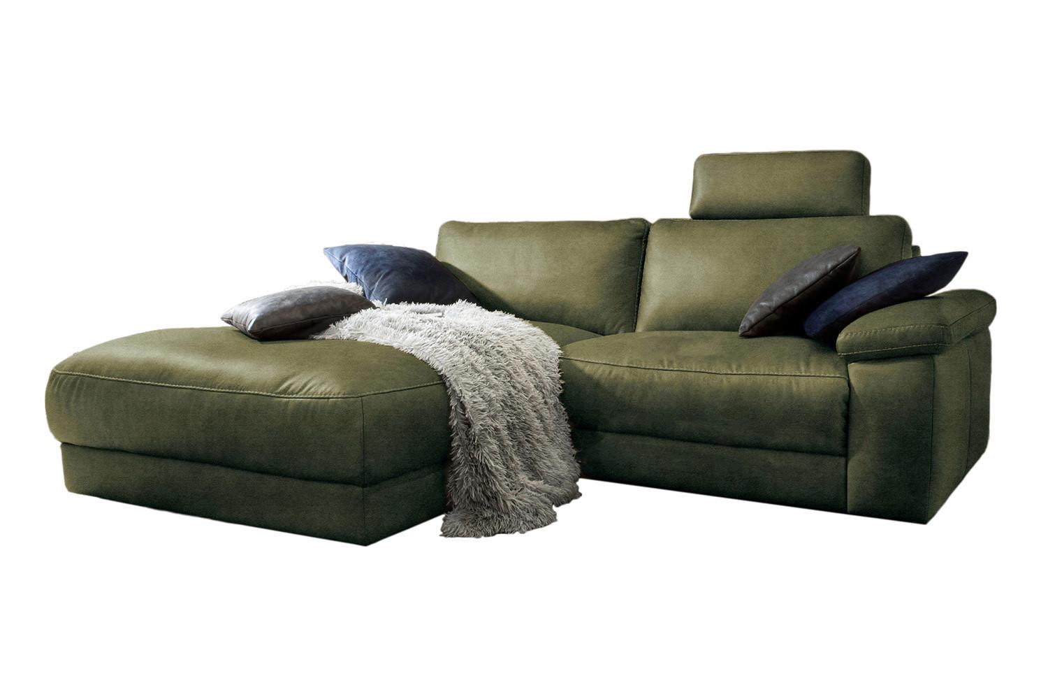 ECKSOFA MOTORISCHER RELAXFUNKTION LOLA Dunkelgrün Webstoff Relaxfunktion - Dunkelgrün/Schwarz, Textil (233/178cm) - KAWOLA