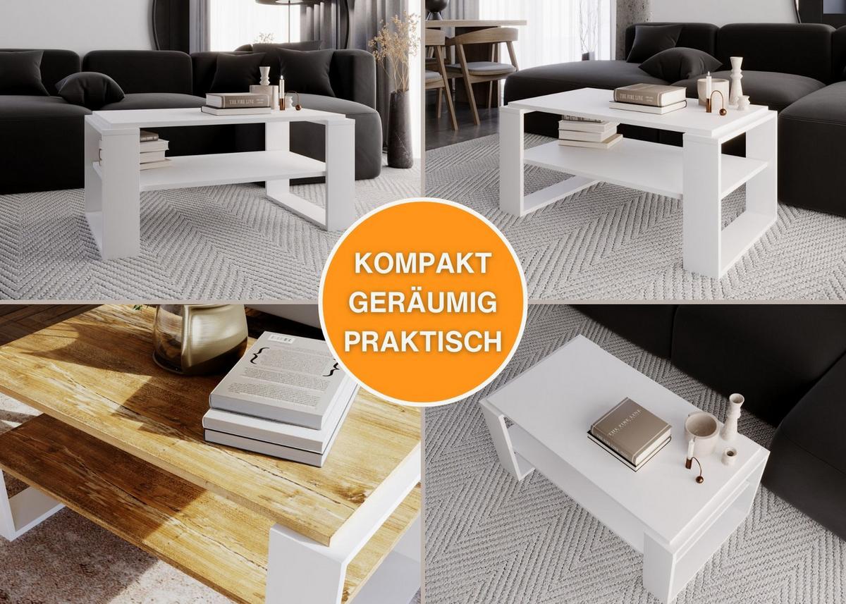 COUCHTISCH Holzwerkstoff rechteckig stabil Weiß 42/54/96cm - Weiß, Holzwerkstoff (53.8/96/42cm) - CraftPAK