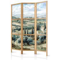 PARAVENT Japanischer 3-tlg 135x172 cm Gr ne Landschaft - Multicolor, Holz/Textil (135/172/3cm) - Muralo