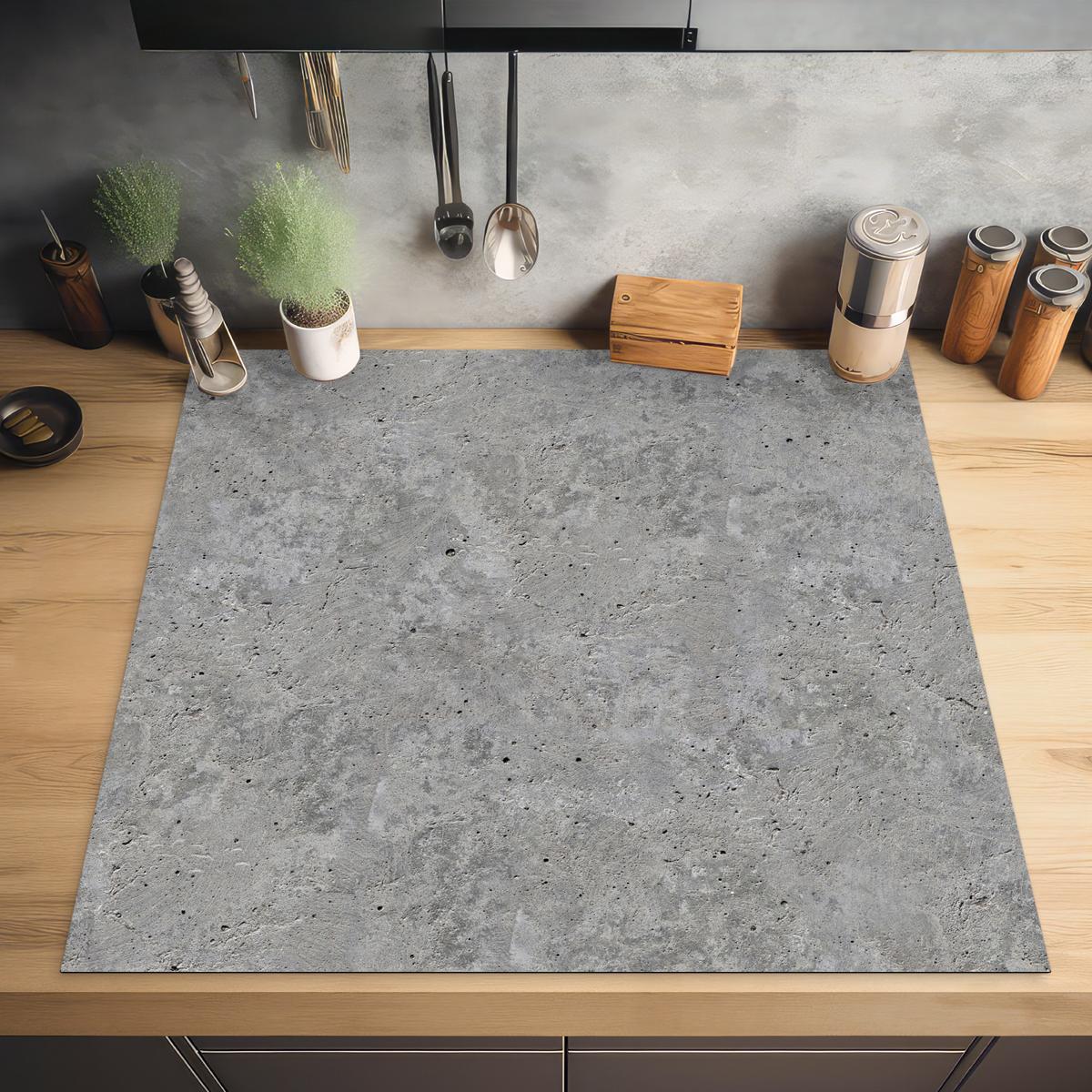 HERDABDECKPLATTE Beton - Schiefer - Grau - Struktur aus Beton Induktionsmatte 78x78 cm - Hellgrau, Kunststoff (78/78/0.2cm) - MuchoWow