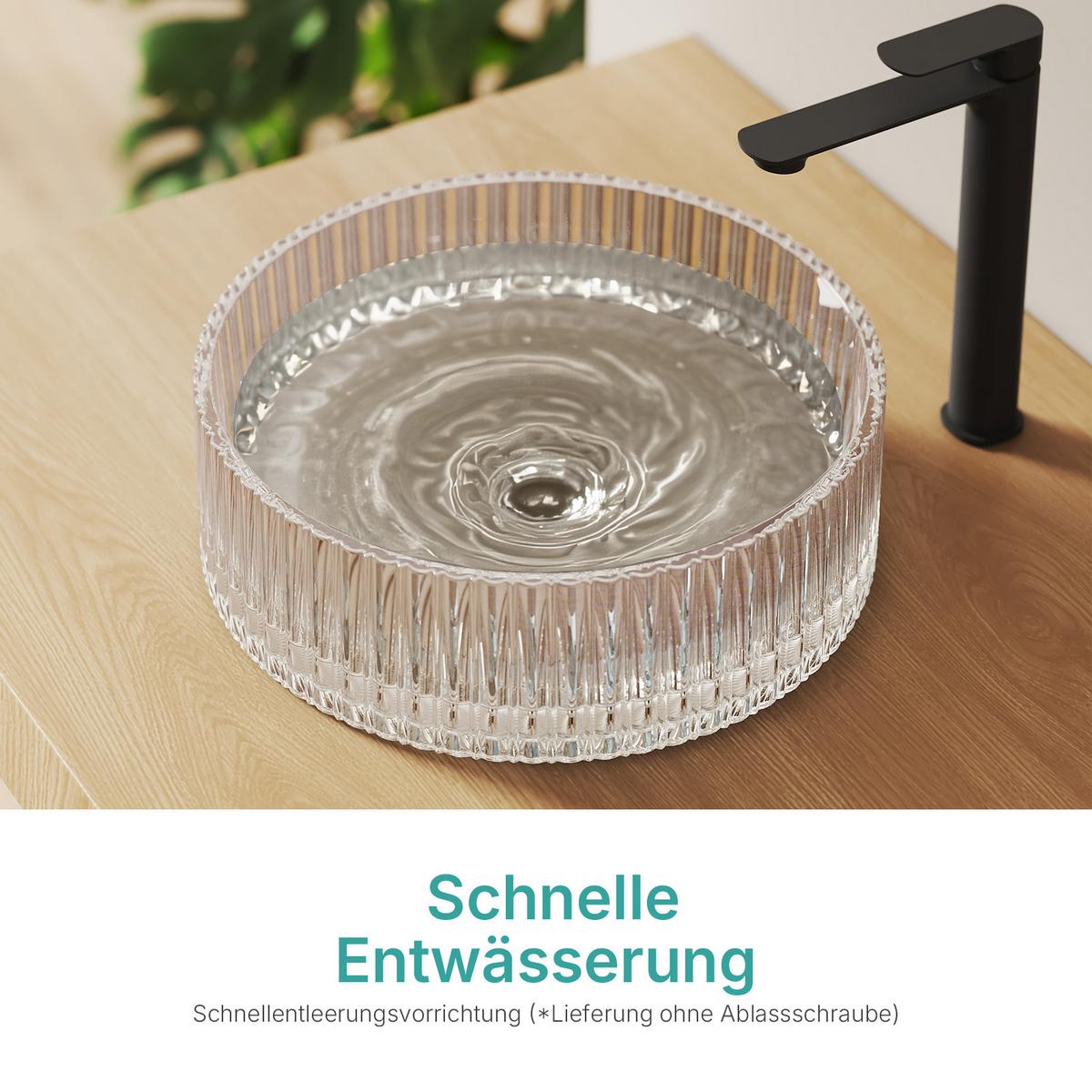 WASCHBECKEN Klarglasspüle Regenbogen Ø40 / 12 cm - Roségold, Glas (40/12/40cm) - EMKE