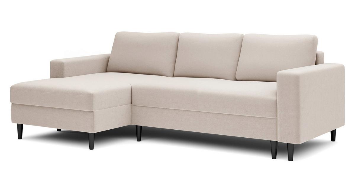 ECKSOFA Nalika Cremeweiß Velours - Creme/Schwarz, Holz/Textil (230/143cm) - Selsey