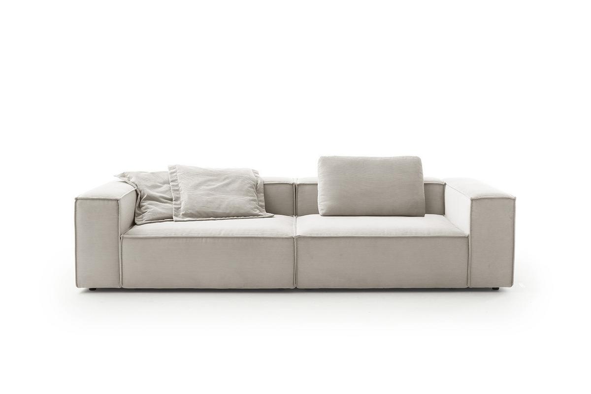 SOFA CARMO Silber Cord - Silberfarben/Schwarz, Kunststoff/Textil (306/68/118cm) - KAWOLA