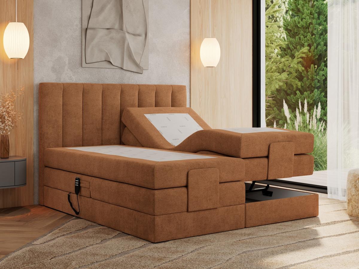 BOXBETT COMFORTO 140/200 - Orange Struktur - H4 - Orange, Holz/Textil (140/200cm) - MKS