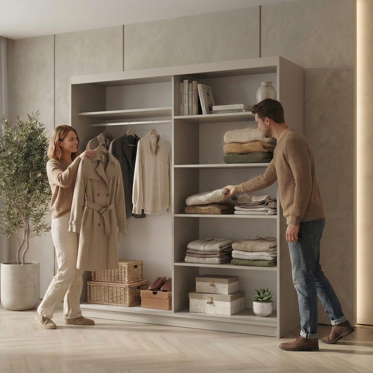 SCHWEBETÜRENSCHRANK Hela mit 2 Türen. 180 cm, Kaschmir - Kaschmir, Holzwerkstoff (180/205/60cm) - Beautysofa