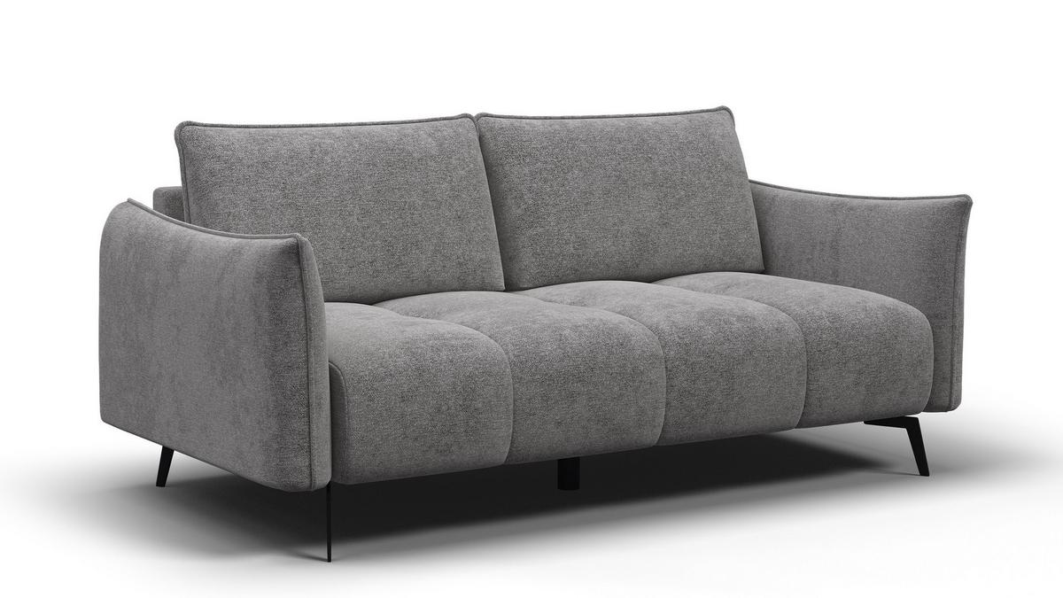 SOFA AERA 2,5-Sitzer, platingrau - Schwarz/Grau, Holz/Textil (187/89/96cm) - Wozimo