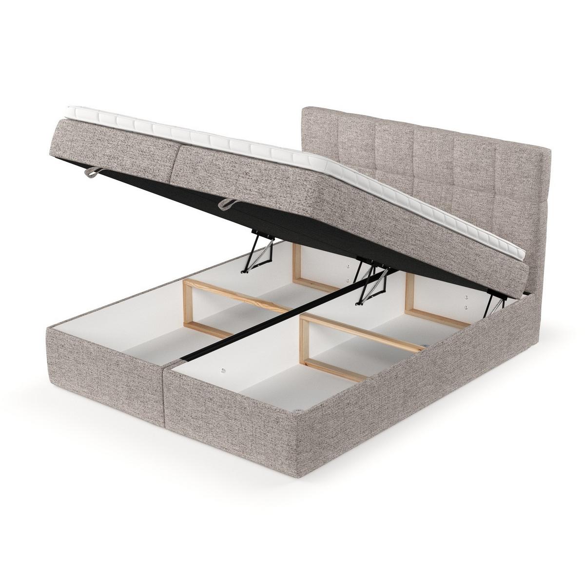 BOXBETT Savio 180/200 cm Beige im Neve Stoff - Beige/Schwarz, Holz/Holzwerkstoff (180/200cm) - AltaBeds