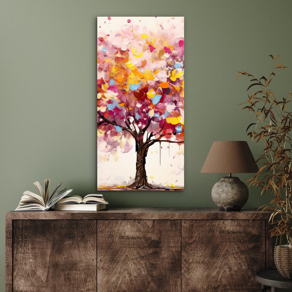 METALLBILD Aquarell - Baum - Kunst - Abstrakt 40x80 cm - Multicolor, Metall (40/80cm) - MuchoWow