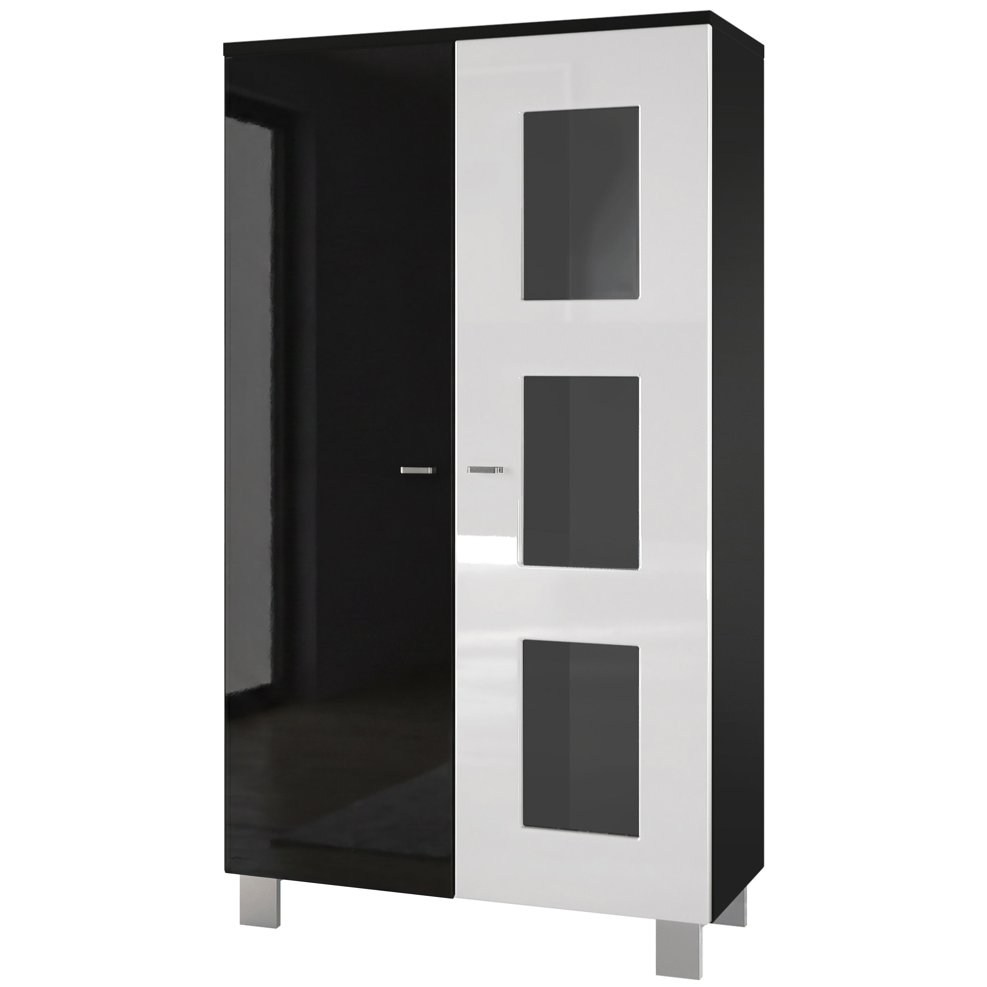 VITRINE Denjo Tür in Weiß Hochglanz - Weiß Hochglanz, Holzwerkstoff (71/129/35cm) - Vladon