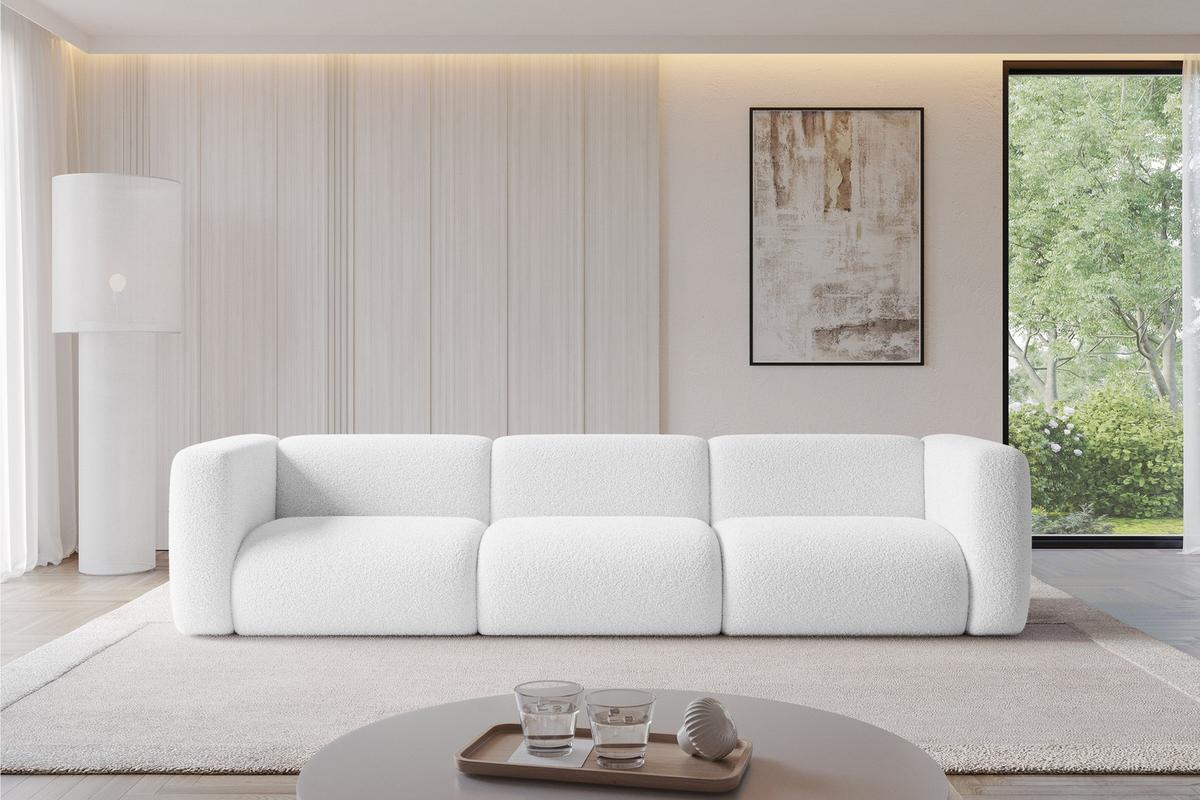 MODULARES Sofa 3-SITZER MIRA-S2 319x89x70 Weiß cm Bouclé - Schwarz/Weiß, Holzwerkstoff/Kunststoff (319/70/89cm) - ALTDECOR