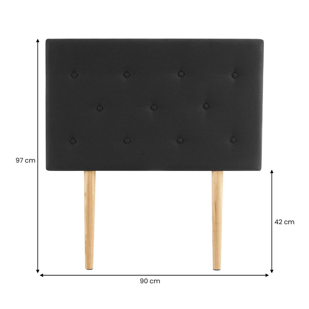 KOPFTEIL MAVELI 90x190 cm schwarz - Schwarz, Textil (90/97/7cm) - IDIMEX