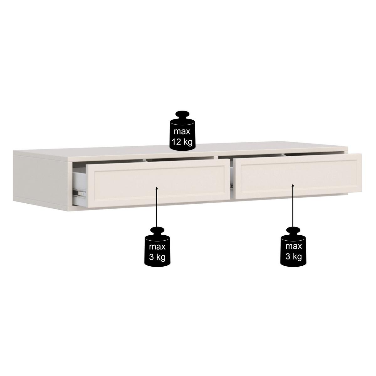 WANDKONSOLE Velveto Weiß 110 cm - Weiß, Holzwerkstoff (110/17/40cm) - Selsey