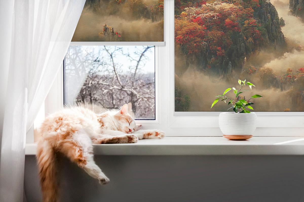 INNENROLLO - Fensterrollo - Rollo - 80x180 cm - Mountain View - Braun, Kunststoff (80/180/0.5cm) - TULUP