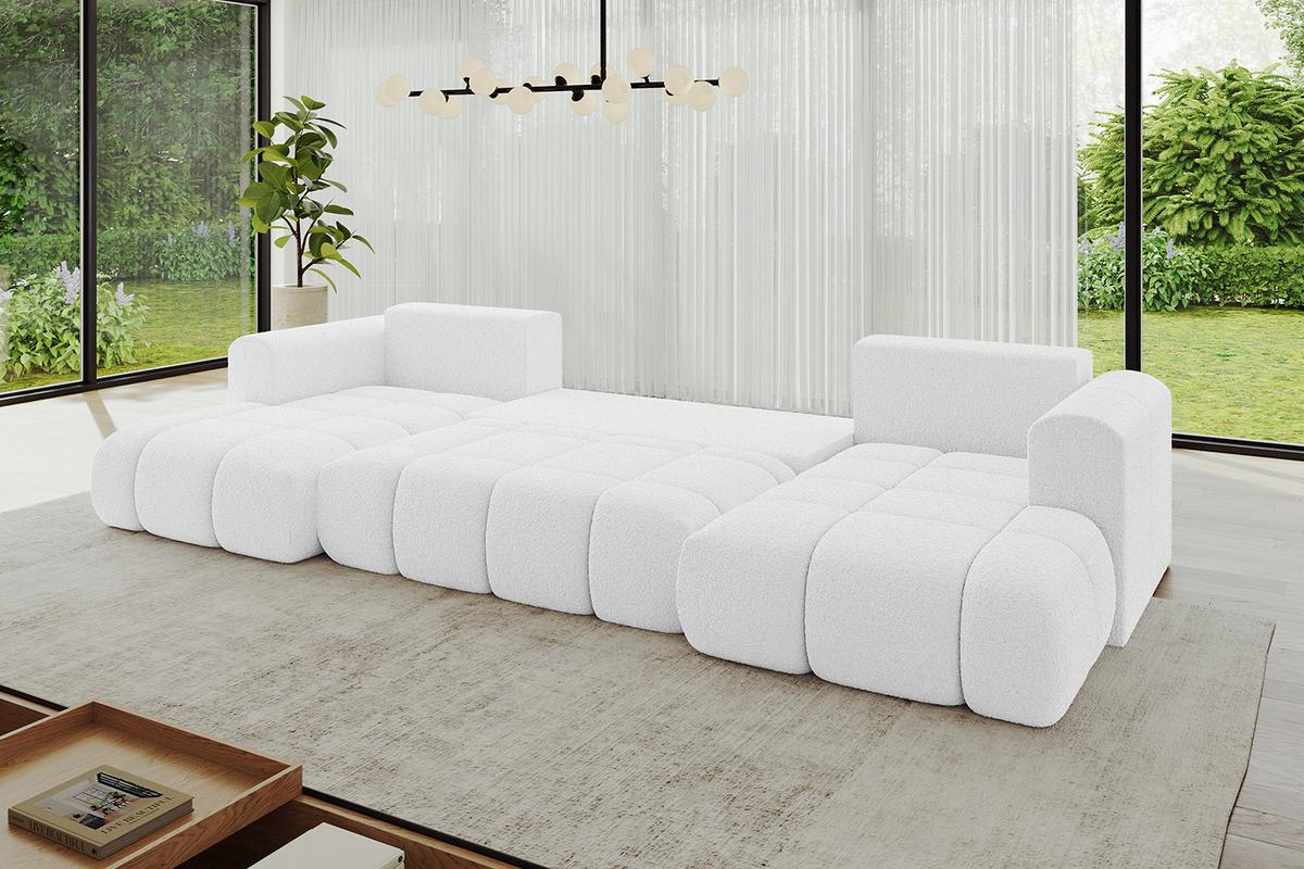WOHNLANDSCHAFT CLOUD-U-v1 405x185x90 Weiß Bouclé - Weiß, Holzwerkstoff/Kunststoff (405/90/185cm) - ALTDECOR