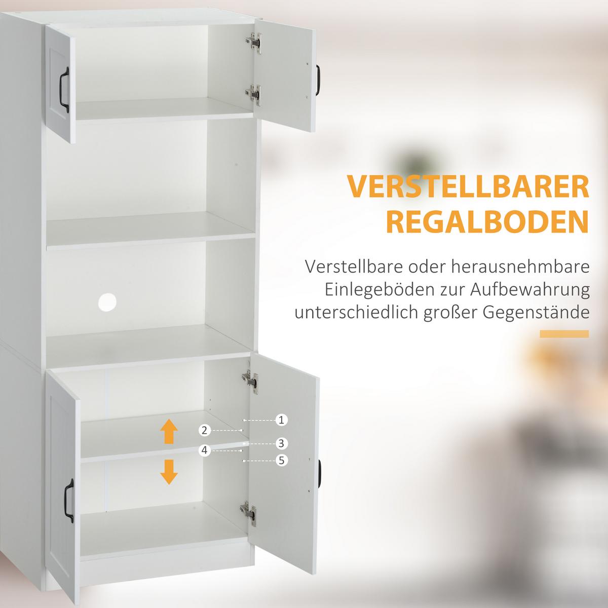 AUFBEWAHRUNGSSCHRANK, Spanplatte, Weiß, 70L x 40B x 170H cm - Weiß, Holzwerkstoff (40/170/70cm) - HOMCOM