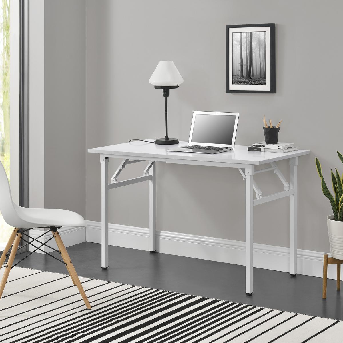 KLAPPTISCH - Weiß, Holzwerkstoff/Metall (60/120/76.4cm) - [neu.haus]