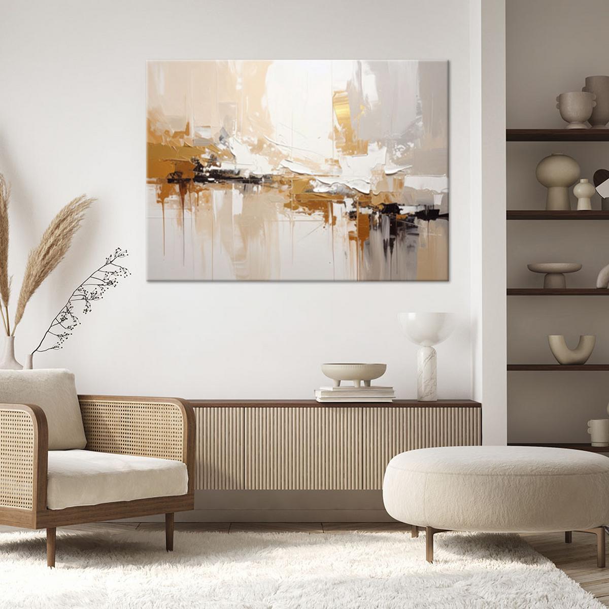 LEINWANDBILDER, Abstraktion in warmen Beigetönen - Beige, Textil (90/60cm) - Feeby
