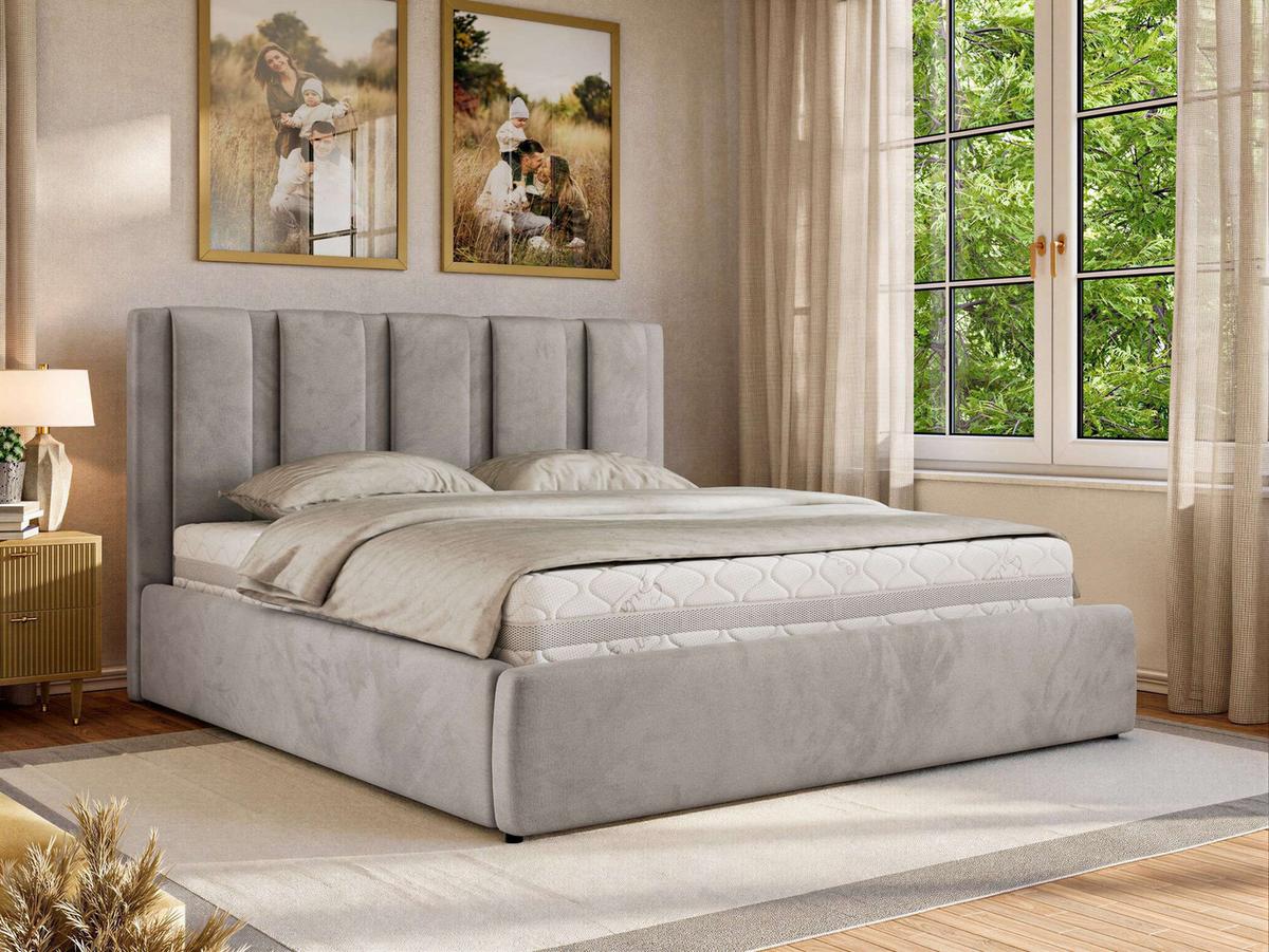 POLSTERBETT SAVINO CLASSIC 160/200 - Hellgrau Velvet - Multipocket-Matratze - Hellgrau, Textil (160/200cm) - MKS