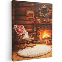 LEINWANDBILD Winter - Weihnachten - Zuhause - Kamin Room Decor 30x40 cm - Bernsteinfarben, Textil (30/40cm) - MuchoWow