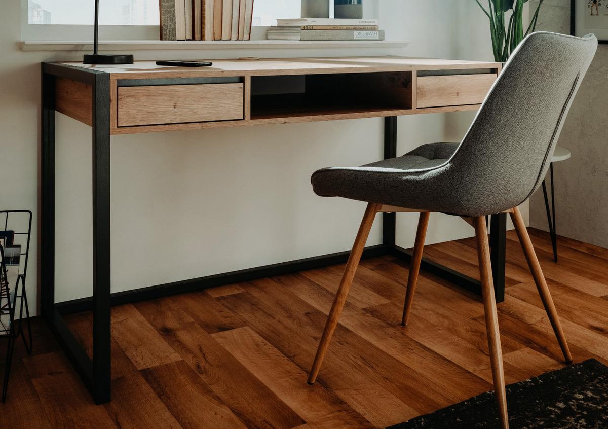 SCHREIBTISCH Artisan Eiche, anthrazit 120 cm, Industrial Design, Laptoptisch mit Schubladen - Anthrazit/Eiche Artisan, Holzwerkstoff (120/60/75cm) - Furn.Design