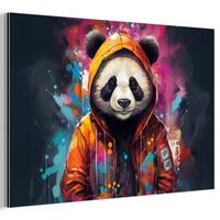 METALLBILD Panda - Jacke - Graffiti - Orange 30x20 cm - Orange, Metall (30/20cm) - MuchoWow