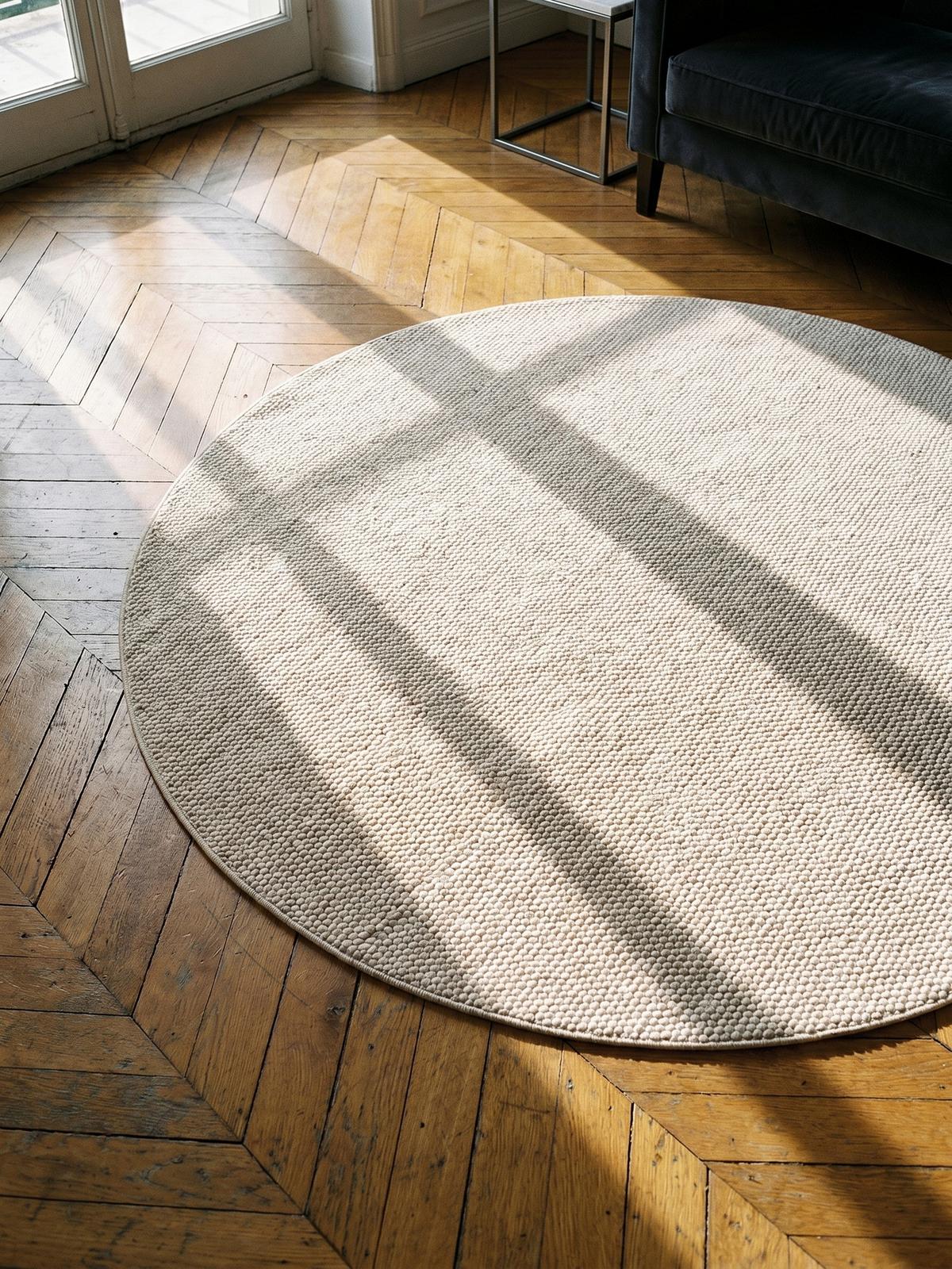 TEPPICH Flachgewebe LANGAU in Creme, meliert, Ø 80 cm - Beige, Textil (80/80cm) - KADIMA DESIGN