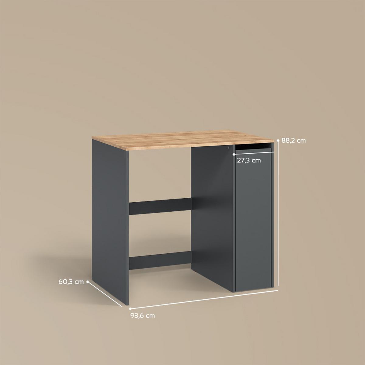 WASCHMASCHINENSCHRANK Paolina Anthrazit/Goldkraft Eiche 93.6 x 88.2 cm mit Fächern und Tür - Honigeiche/Anthrazit, Holzwerkstoff (93.6/88.2/60.3cm) - Livinity®