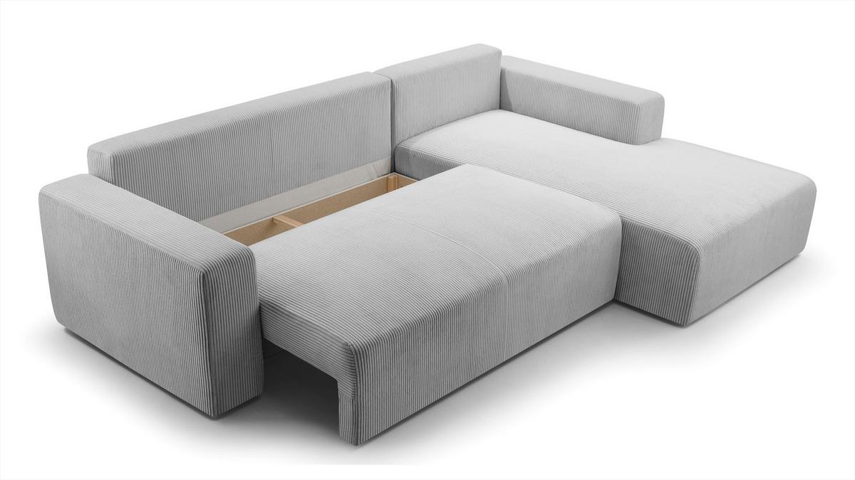 ECKSOFA L Form Catea Hellgrau 279/145/84 cm Rechts mit Schlaffunktion - Hellgrau/Schwarz, Kunststoff/Textil (279/145cm) - AX Living