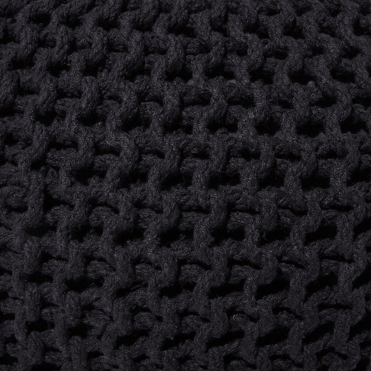 POUF Conrad 50/50/35 cm - Schwarz, Naturmaterialien/Textil (50/35/50cm) - Beliani