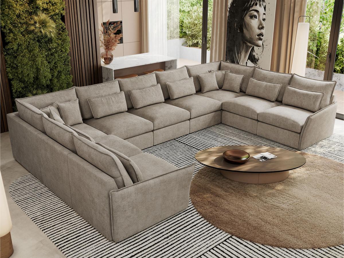 WOHNLANDSCHAFT VERSO U 9M Beige Struktur - Beige/Schwarz, Kunststoff/Textil (442/93/270cm) - MKS