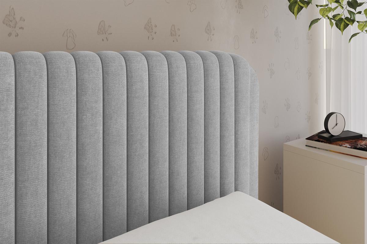 EINZELLBETT Jugendbett mit Bettkasten und Matratze H3/H4, Links - AURY 90x200 Grau - Hellgrau, Holzwerkstoff/Textil (90/200cm) - ALTDECOR