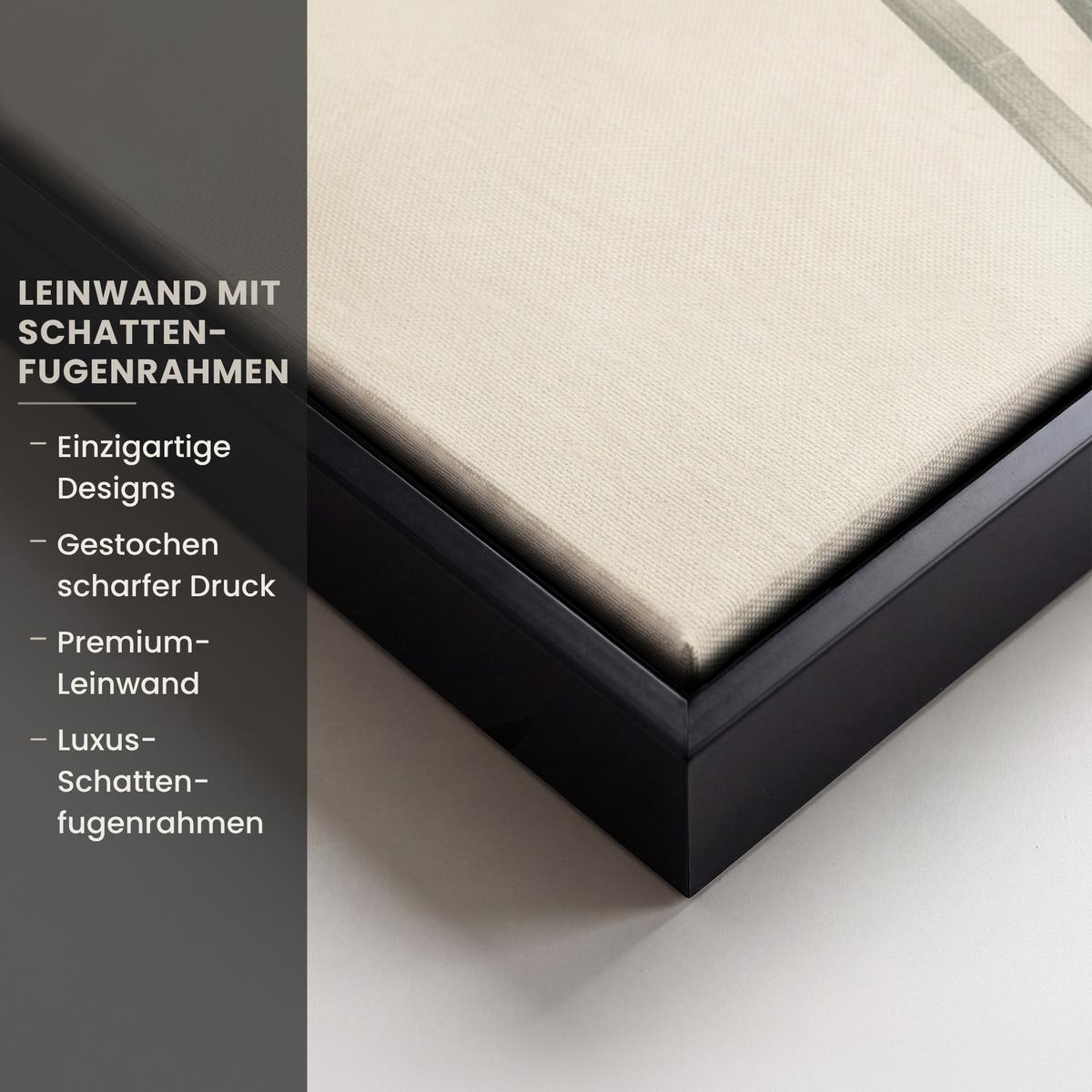 LEINWAND Bilder mit Rahmen - Japandi - Bambus - Beige - 70x50 - Eukalyptusholzfarben, Textil (70/50cm) - MuchoWow