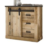 SCHUHSCHRANK Flur Kommode Used Wood Vintage 93 x 91 cm, Schiebetür und Soft-Close - Anthrazit/Schwarz, Holzwerkstoff/Metall (93/91/43cm) - Furn.Design