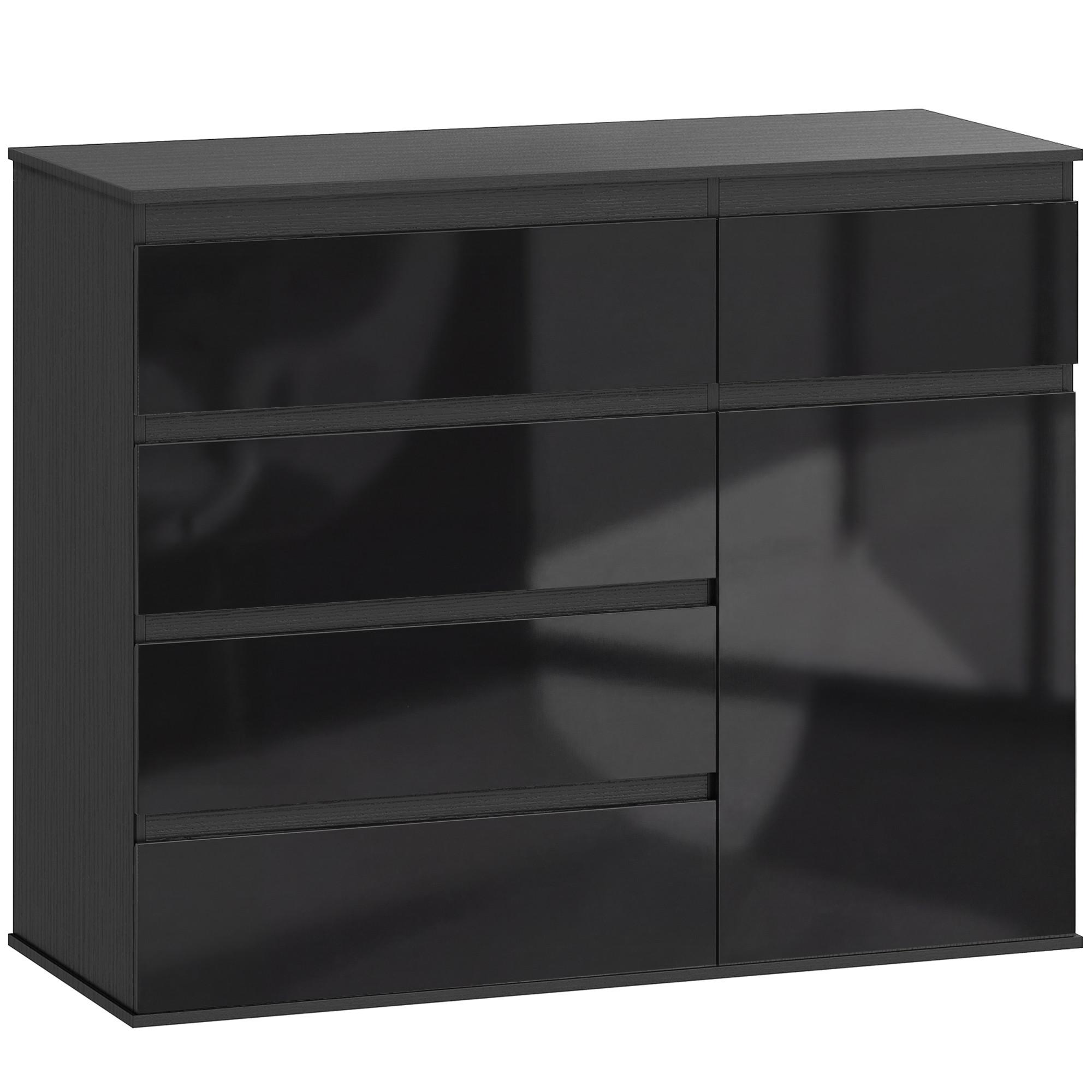 SIDEBOARD Schwarz 100/40/80 cm - Schwarz Hochglanz/Weiß Hochglanz, Holzwerkstoff (40/80/100cm) - HOMCOM