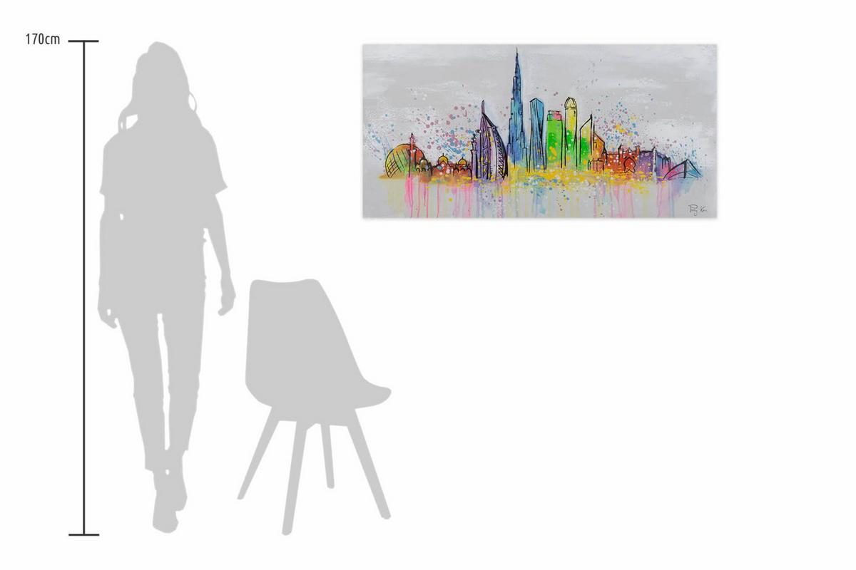 ACRYLBILD HANDGEMALT 120/60 cm - Multicolor/Grau, Holz/Textil (120/60cm) - KUNSTLOFT