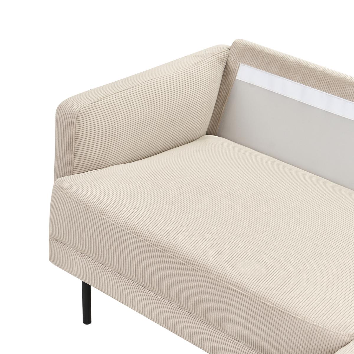 ECKSOFA 2-Sitzer Cord Beige linksseitig Breda - Beige/Schwarz, Textil (192/155cm) - Beliani