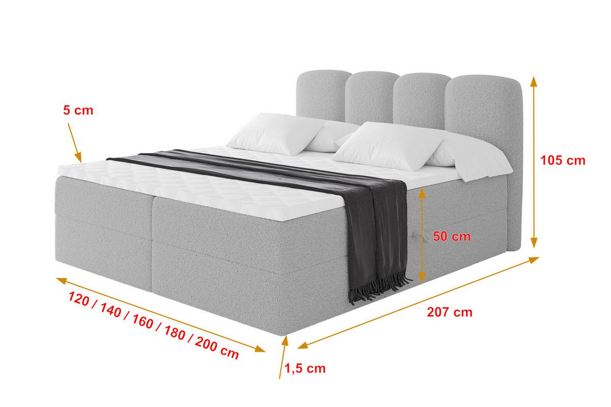 BOXBETT mit Matratze H4 - NINA - 120x200 cm Hellgrau - Hellgrau, Holzwerkstoff (120/200cm) - ALTDECOR