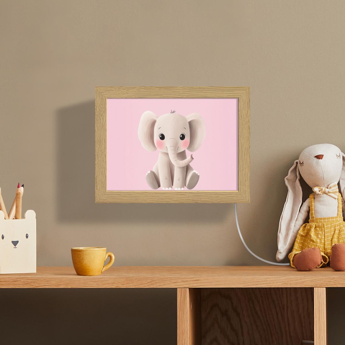 WANDLEUCHTE Elefant - Baby - Rosa - Cartoon 20x15 cm - Hellrosa, Holzwerkstoff (20/15/8cm) - OnlyWow